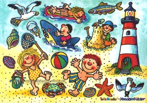 Fensterbild am Strand