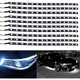 DIBMS 12V 30cm Car Auto 15 SMD White LED Shining Strip Fog Light DRL Headlight Slim Light Decoration 10-pack