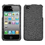 Diamond Snap-On Protector Case Cover Black For Apple iPhone 4