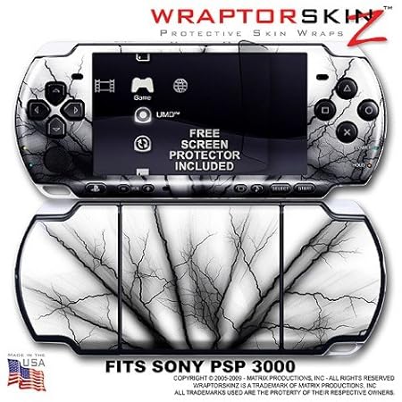 Lightning Black WraptorSkinz Skin and Screen Protector Kit fits Sony PSP 3000