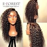 E-forest hair 7A Virgin Indian Remy Human Hair Curly 4X4 Silk Base Full Lace Wig Natural Color Baby Hair 130% density(14 inch)