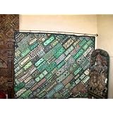 Green Tribal Banjara Vintage Sari Wall Hanging Tapestry Throw Bedspread Crazy Quilt Coverlet by mogulinterior.com