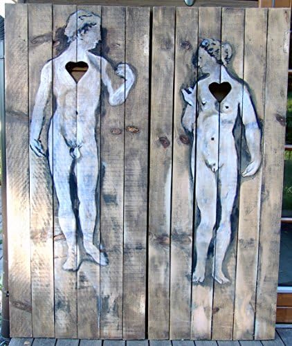 Painting on wood- Recycled art- Vintage doors painted- Restaurant rustic decoration- Painting on reclaimed wood- 30x71x0.8