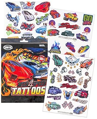 Savvi Race Car Tattoos (50 Temporary Tattoos)