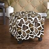 Faux Leather Storage Ottoman - Giraffe Print