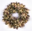 24" Carolina Pine Pre-Lit Artificial Christmas Wreath w/Pine Cones -Clear Lights