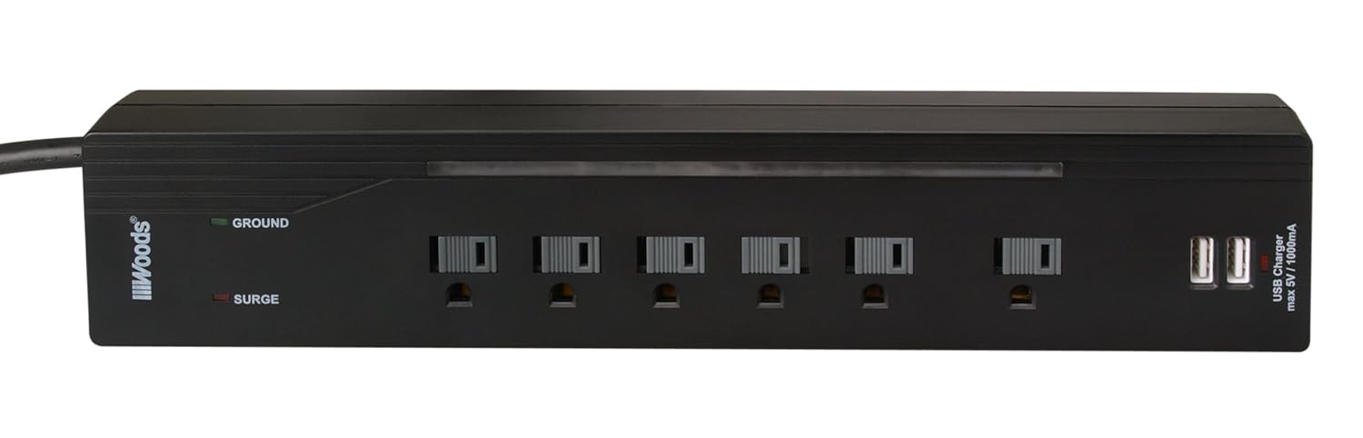 Amazon.com: Woods 041500 6-Standard Outlet, Two USB Outlet Surge ... Amazon.com: Woods 041500 6-Standard Outlet, Two USB Outlet Surge ...