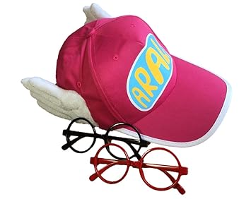 【クリックで詳細表示】【ELEFANG】ドクタースランプ アラレちゃん風帽子(キッズ用ブルー)【カラー選べる♪】 子供用 ※メガネ2個プラス(赤、黒) ※オリジナル巾着袋付 コスプレ/日除け/ レディース/ キッズ： スポーツ＆アウトドア