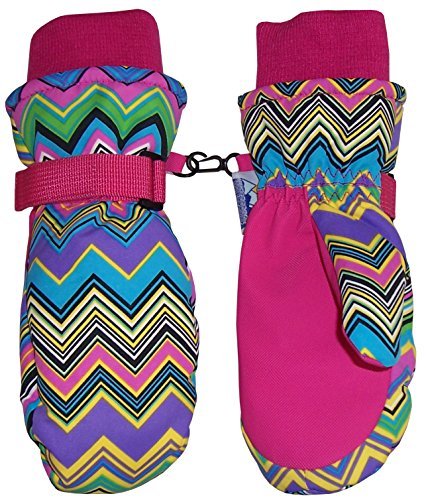 N'Ice Caps Girls Zig Zag Chevron Print Thinsulate and Waterproof Mittens