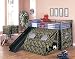 Kid's Twin Size GI Child Bunk Bed w/Slide & Tent