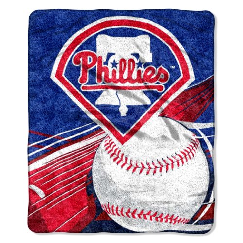 MLB Philadelphia Phillies 50-Inch-by-60-Inch Sherpa on Sherpa Throw Blanket "Big Stick" Design at Amazon.com
