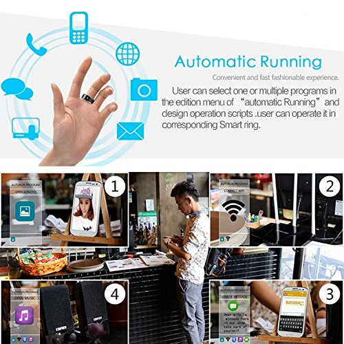 Lychee Multifunction Magic Smart NFC Ring for Android WP Mobile Phones Samsung Galaxy S4 S5 NOKIA HTC LG APP Lock Business Card Black Size 9#