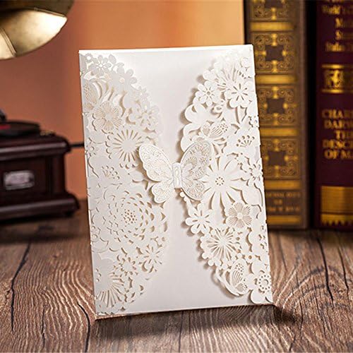 CYNDIE Hot Sale New Butterfly Wedding Invitation Cards with Envelopes Seals Personalized Printing 20pcs