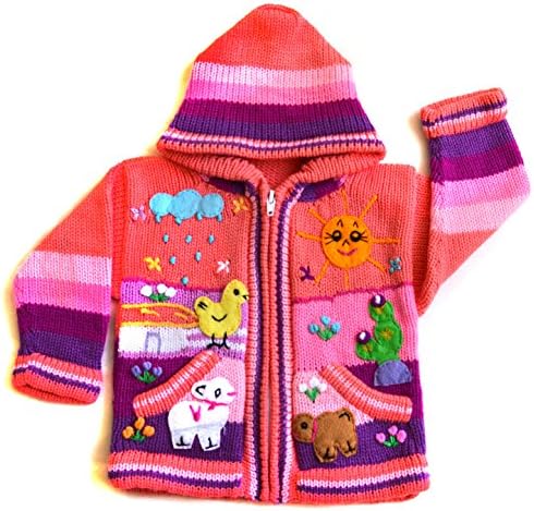 Baby Cardigans (12-18 months, Peach with Purple)