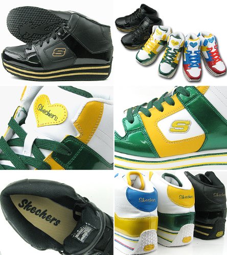 Cover image : SKECHERS スケッチャーズ ハート柄 厚底スニーカー シャイニー パテントシューズ レディース KKU6000-BKGD ブラック