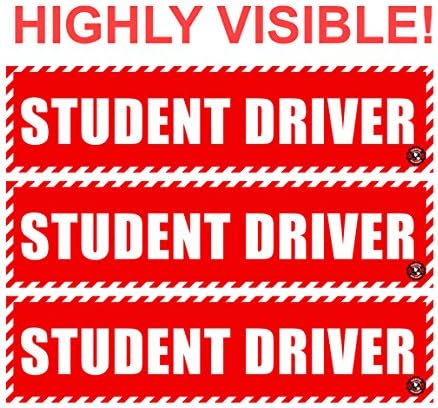 Student Driver Magnet, Safety Vehicle Magnet - RED (VALUE 3 PACK)