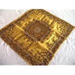 Artisan Handmade Gold Bead Tablecloth Cover Overlay 40"