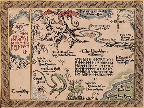 Kumax Map Of Middle Earth The Lord Of The Ring Fabric Canvas Cloth Poster Print For Bar Office Room Wall Print Decor (8.26x11.69inch 12x15.98inch 14x17.99inch )