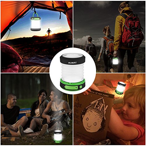 Suaoki Camping Lantern Led Light Flashlight Rechargeable Battery (Powered By Hand Crank and USB Charging) Collapsible Ultra Compact Great for Hiking Camping Tent Garden Patio etc
