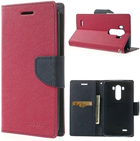 Mercury Fancy Diary Wallet - Purse - Clutch Leather Stand Shell Case Cover for LG G3 D850 D855 LS990 - Dark Blue / Rose