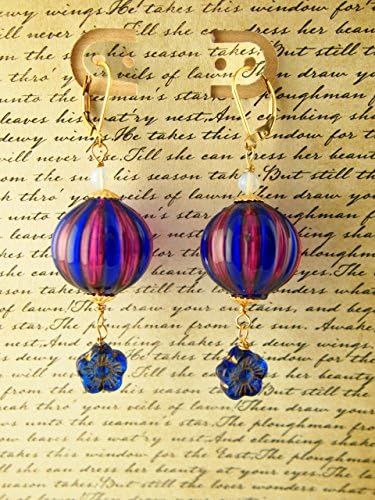 Blue Lantern Earrings - Venetian Blown Glass - Gold filled - Handmade Jewelry