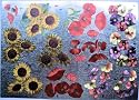 A4 sheet 3D numbered step by step Dufex decoupage - sunflowers, poppies, pansies