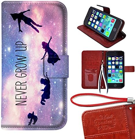 iPhone 5 Wallet Case,Never Grow Up Premium PU Leather Wallet Case cover with card slots for iPhone 5 5s