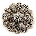 Vintage Swarovski Crystal Floral Brooch (Atique Gold)