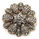 Vintage Swarovski Crystal Floral Brooch (Atique Gold)