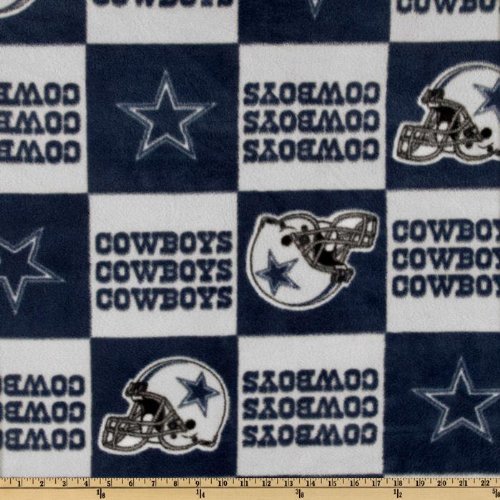 60'' Wide NFL Fleece Dallas Cowboys Blue Blocks Fabric By The Yard