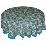 Cotton Tablecloth Linen Round Block Printed Dia 72 inches
