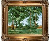 Art Reproduction Oil Painting - Cezanne Paintings: Tall Trees at The Jas de Bouffan with Renaissance Bronze Frame - Bronze Finish - 30 X 34 - Hand Painted Framed Canvas Art