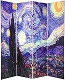 IMAGE OF Big Large Largest Art Print Oversize - 6ft. Van Gogh Canvas Room Divider - Starry Night & Sunflowers - 4 Panels