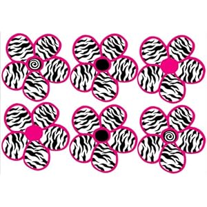 Zebra Print, Black and Hot Pink Flowers Wall Stickers,Decals Zebra Print, Black and Hot Pink Flowers Wall Stickers,Decals