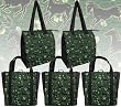 Horses Shopping Bags Reusable Grocery Bags 5 Pc Set Horse SET 5 Pieces 2 Insulated Zippered Bags and 3 Sturdy Shopping Bags in Designer Prints GIFT IDEA