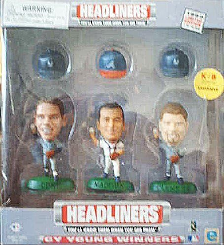 Headliners 1999 Collection Cy Young Winners 3-Pack - KB Toys Exclusive - David Cone of the New York Yankees, Greg Maddux of the Atlanta Braves, and Roger Clemens of the New York Yankees - 1999 Limited Edition - 1 of 10,000