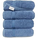 Turkish Luxury Hotel & Spa 27"x54" Bath Towel Set of 4 - 100% Genuine Turkish Cotton - Eco-Friendly (Bath Towels, Blue)