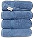 SALBAKOS 100% Turkish Cotton Bath Towel Set of 4 27x54 inch | Heirloom Quality | Hotel & Spa Collection | Ultra Soft, Super Absorbent, Long Lasting Bath Towels | Made in Turkey (Blue, 4 Bath Towels)