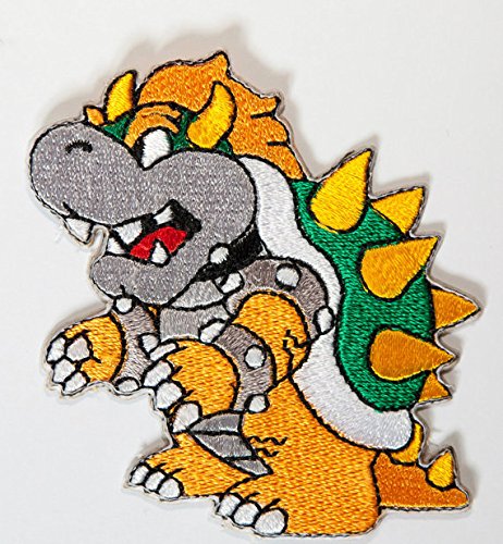 Bowser Patch Embroidered Iron on Badge Applique Costume Cosplay Mario Kart / Snes / Mario World / Super Mario Brothers / Mario Allstars