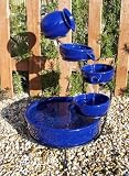 615%2BruGvOjL. SL160  Blue Ceramic Solar Cascade 5 piece water feature with solar panel and battery. Self contained. Reviews