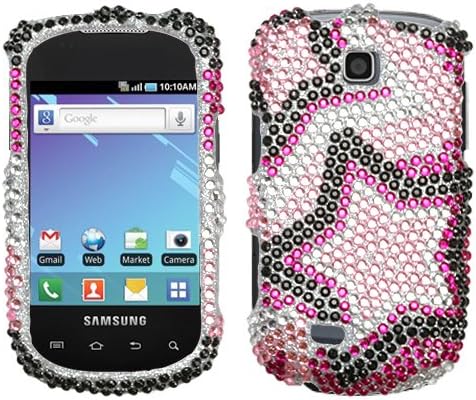 Hard Diamante Protector Skin Cover (Faceplate/Snap On) Full Rhinestones Diamond Bling for Samsung Dart T499 T-Mobile - Twin Pink Stars