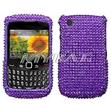 SPARKLING PURPLE FULL DIAMOND RHINESTONE SNAP ON HARD SKIN FACEPLATE BLING COVER CASE FOR BLACKBERRY CURVE 8520 8530