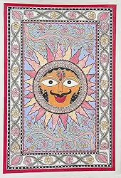 Asian Paintings Madhubani Home Decor Organic Color Paper 22 x 15 inches
