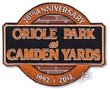 2012 Baltimore Orioles "Oriole Park at Camden Yards" 20th Anniversary Patch