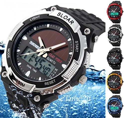 SunShine Day Skmei Watches Solar Power Watch Mens Diver Swim Shock Quartz Led Digital Analog Multi-Function Military Army Watch Masculino
