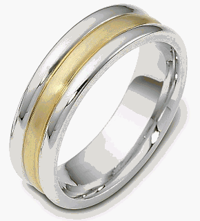 14 Karat Two-Tone Gold 7mm Comfort Fit Wedding Band Ring