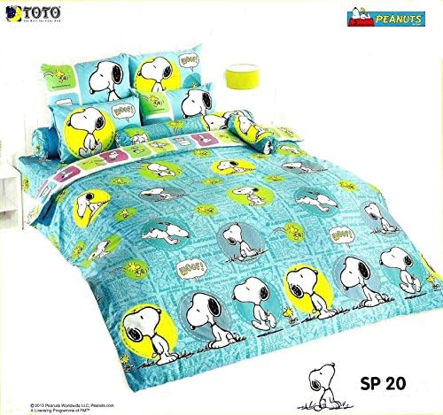 Snoopy Bed Fitted Sheet Set Small Size 3.5'x6.5'x8" 3 Pieces (1 Bed Fitted Sheet, 1 Standard Pillow Case and 1 Standard Bolster Case) (SP20)