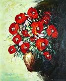 IMAGE OF Knife Painted Fire Red Rose Oil Painting 24 x 20 inches