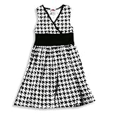 Flowers By Zoe - Girls Houndstooth Knit Sleeveless Dress, Black, White