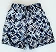 Mens Swim Trunks with Adjustable Elastic Drawstring Waist and Board Short Style Front, 2 Inseam Slit Pockets and Back Tab Patch Pocket. Mesh Lined. Black Squares Print in Sizes 30-40